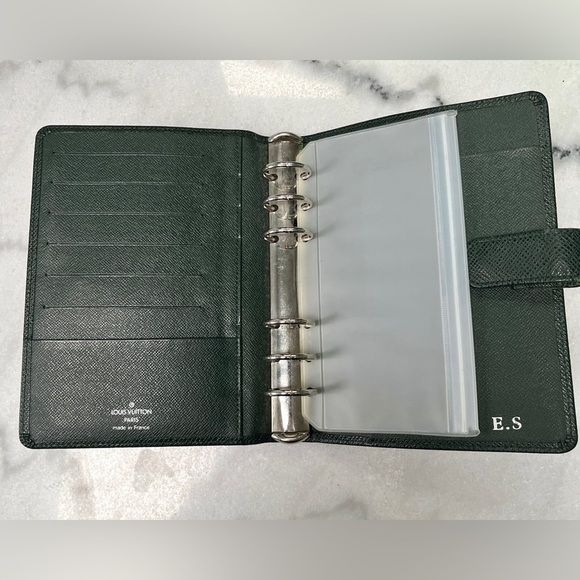 SALE!! LOUIS VUITTON MM Agenda Forest Green Taiga Leather Authentic - Picture 4 of 10